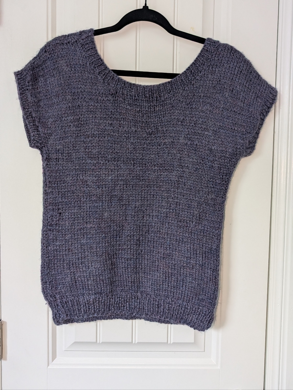 Handknit Deep Violet Indigo Short Sleeve Sweater M